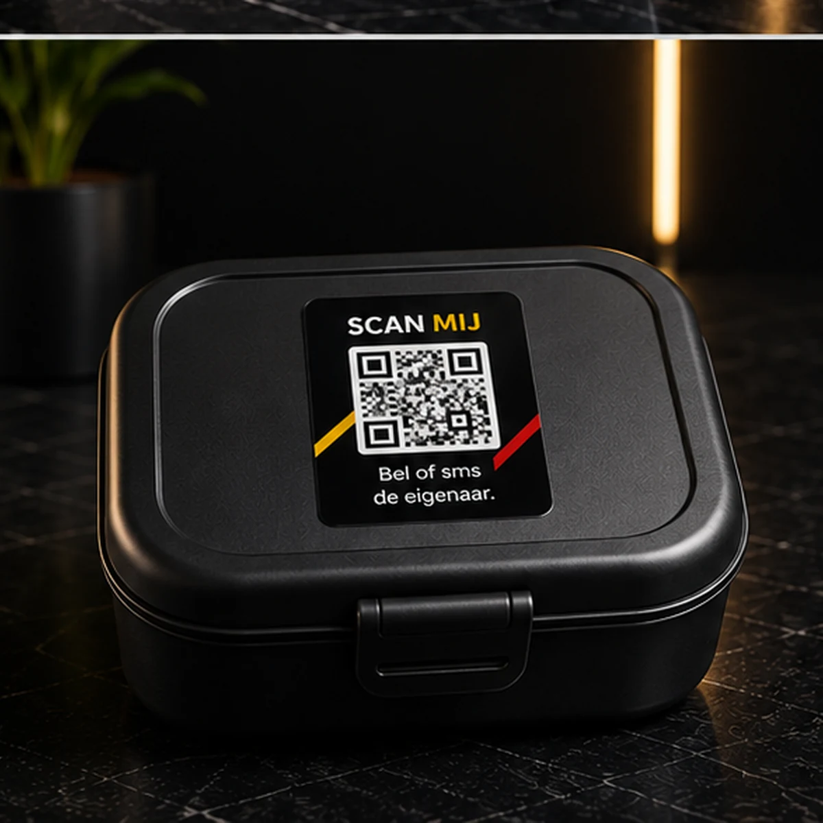 SCANMIJ QR-sticker op een brooddoos